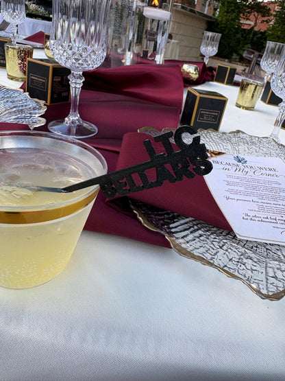 Customer photo: personalized drink stir sticks from a 5-star Etsy review (1)
